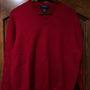 Red Brooks Brothers V-Neck Sweater Large Stretch